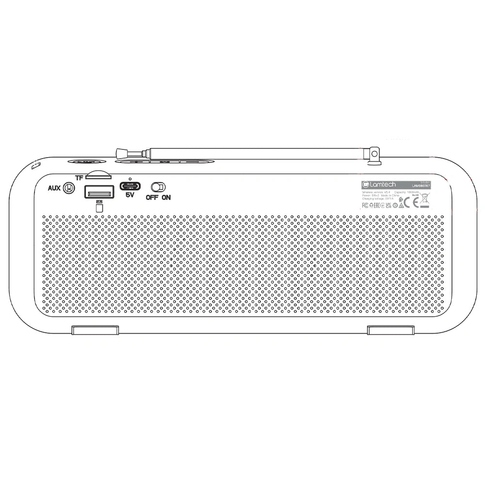LAMTECH PORTABLE BT FM RADIO SPEAKER 10W BLACK