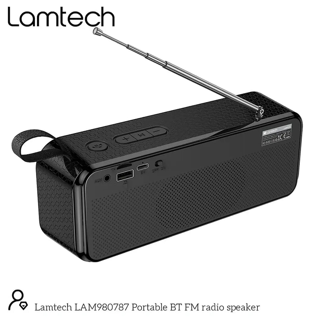 LAMTECH PORTABLE BT FM RADIO SPEAKER 10W BLACK