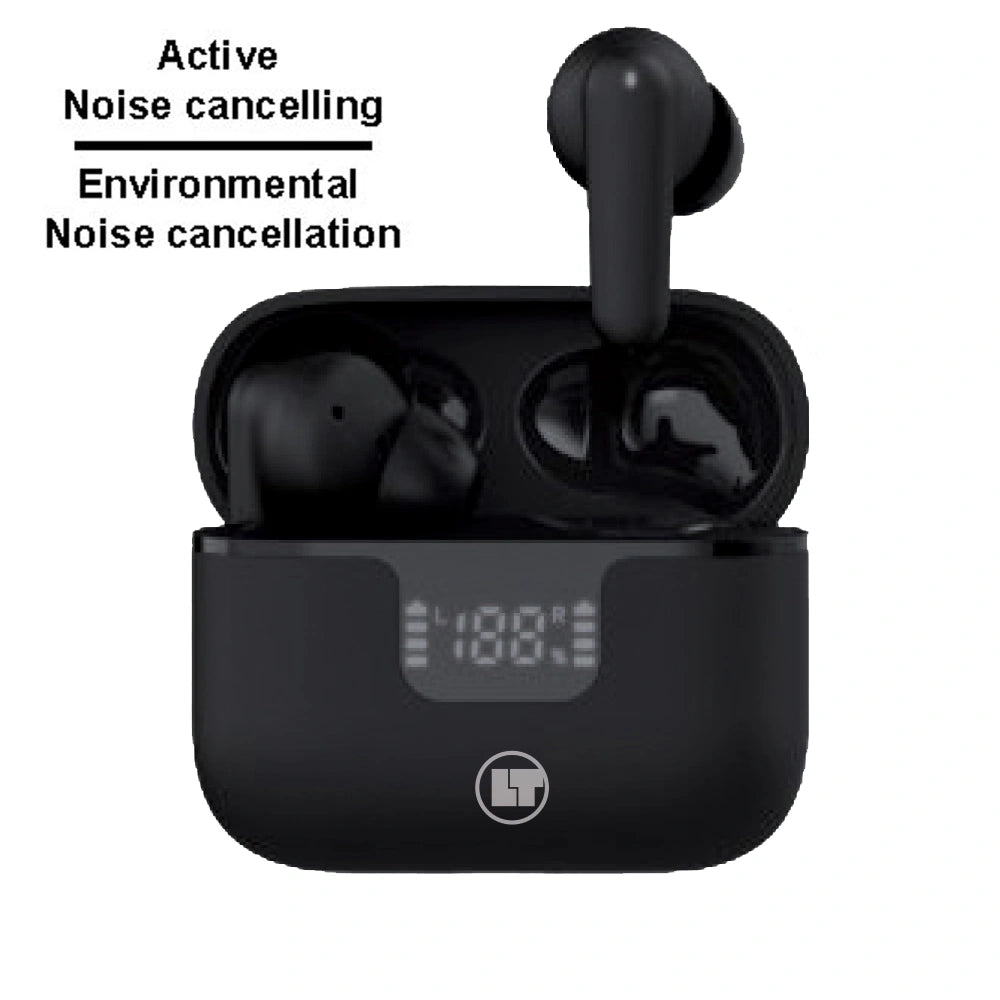 LAMTECH BT v6.0 EARBUDS ANC & 4MIC ENC WITH LED CHARGING CASE BLACK