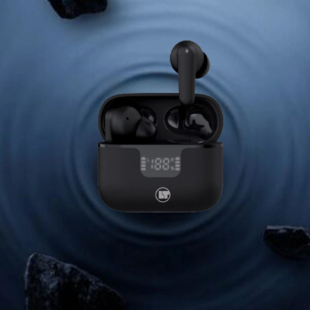 LAMTECH BT v6.0 EARBUDS ANC & 4MIC ENC WITH LED CHARGING CASE BLACK