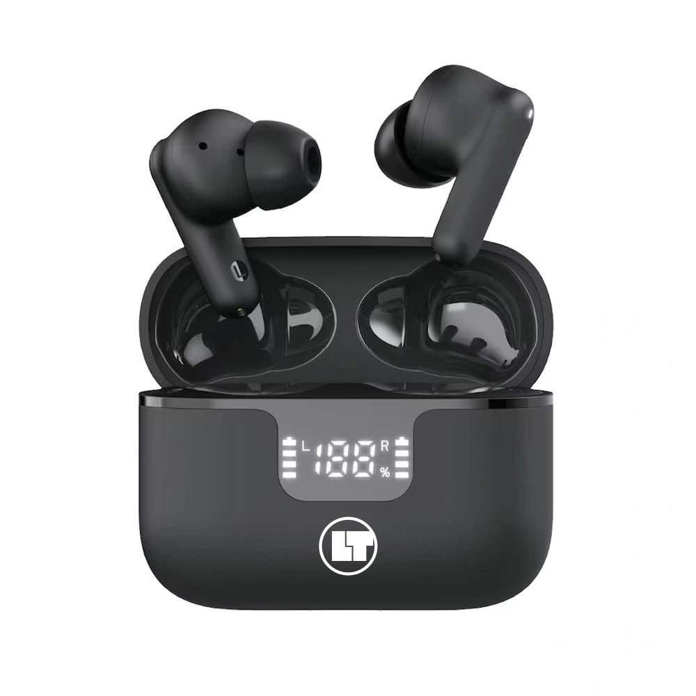 LAMTECH BT v6.0 EARBUDS ANC & 4MIC ENC WITH LED CHARGING CASE BLACK