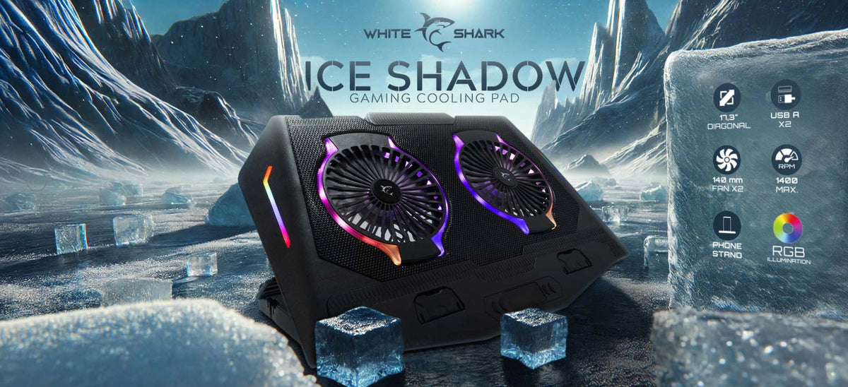WHITE SHARK COOLING PAD GCP-10 2 FANS RGB