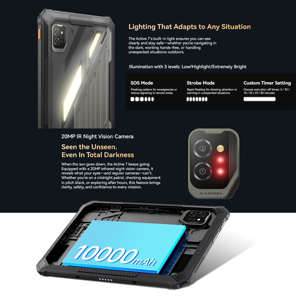 BLACKVIEW OCTA-CORE 4G ACTIVE 7 11' (6GB+128GB) RUGGED TABLET NFC ANDROID 15 BLACK