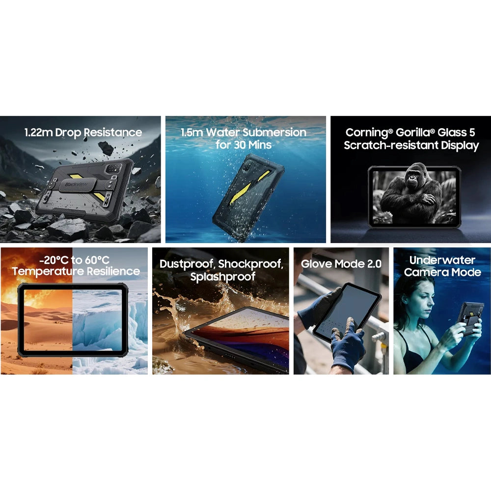 BLACKVIEW OCTA-CORE 4G ACTIVE 7 11' (6GB+128GB) RUGGED TABLET NFC ANDROID 15 BLACK