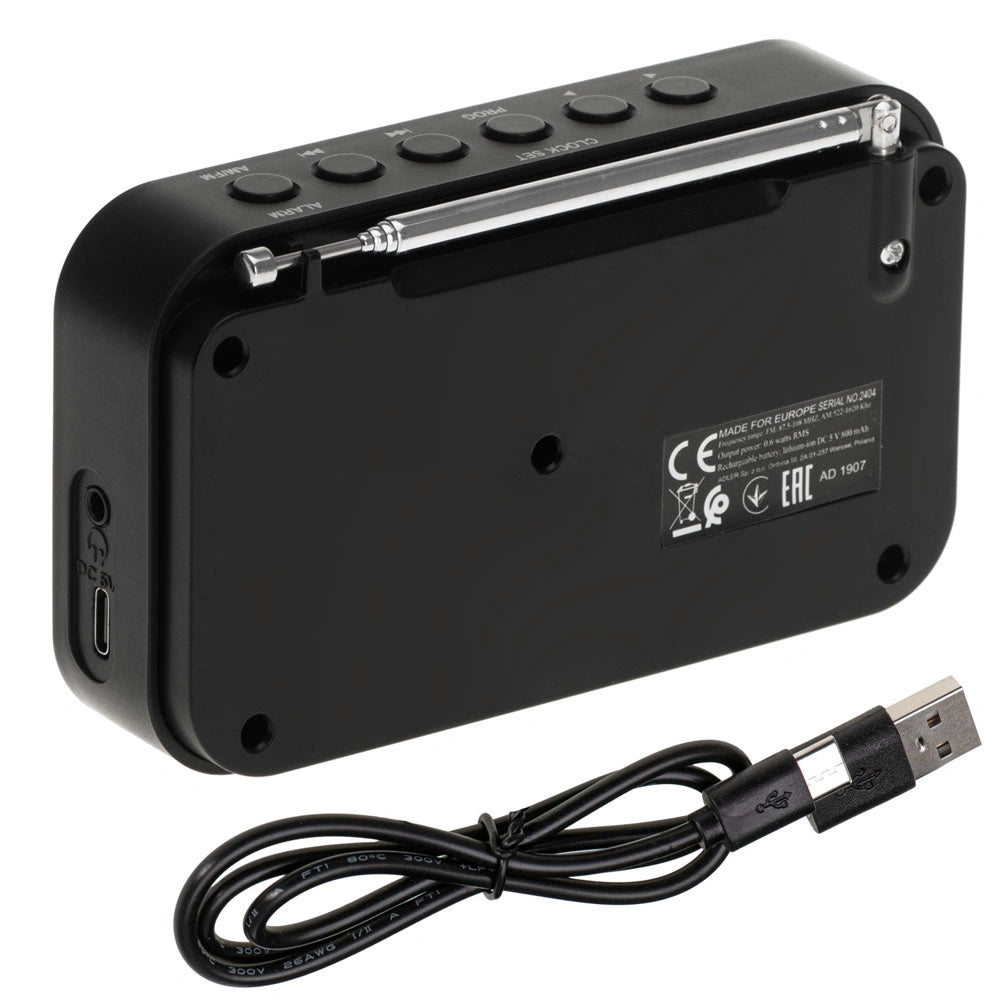 ADLER DIGITAL RADIO PLL AM/FM BLACK/WHITE