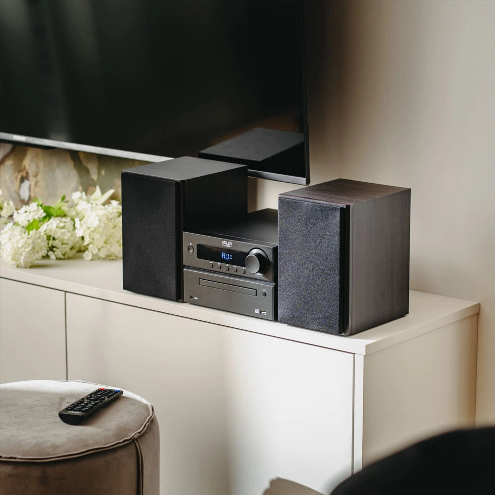 ADLER MINI HI-FI STEREO SYSTEM WITH BT, CD, USB & FM BLACK