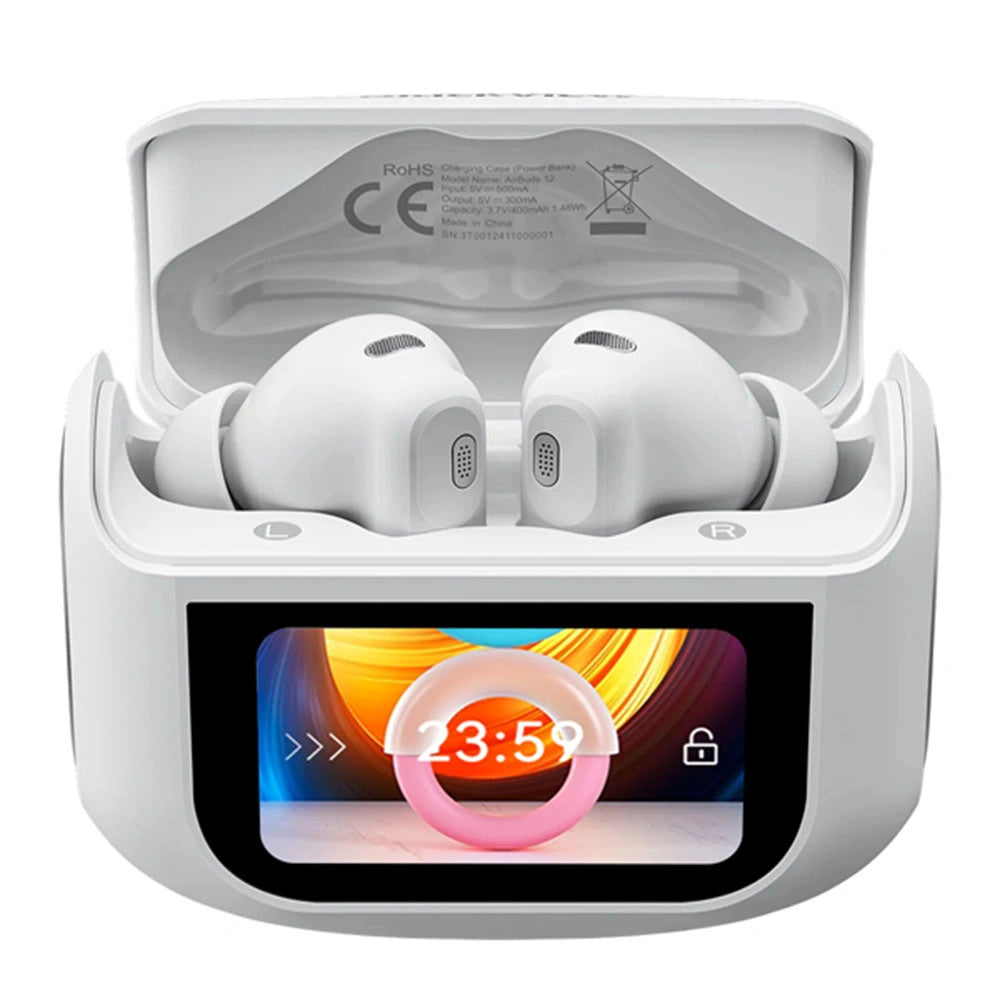 BLACKVIEW ENC BT5.4 AIRBUDS 12 WITH LED SCREEN & CHARGING DOCK WHITE