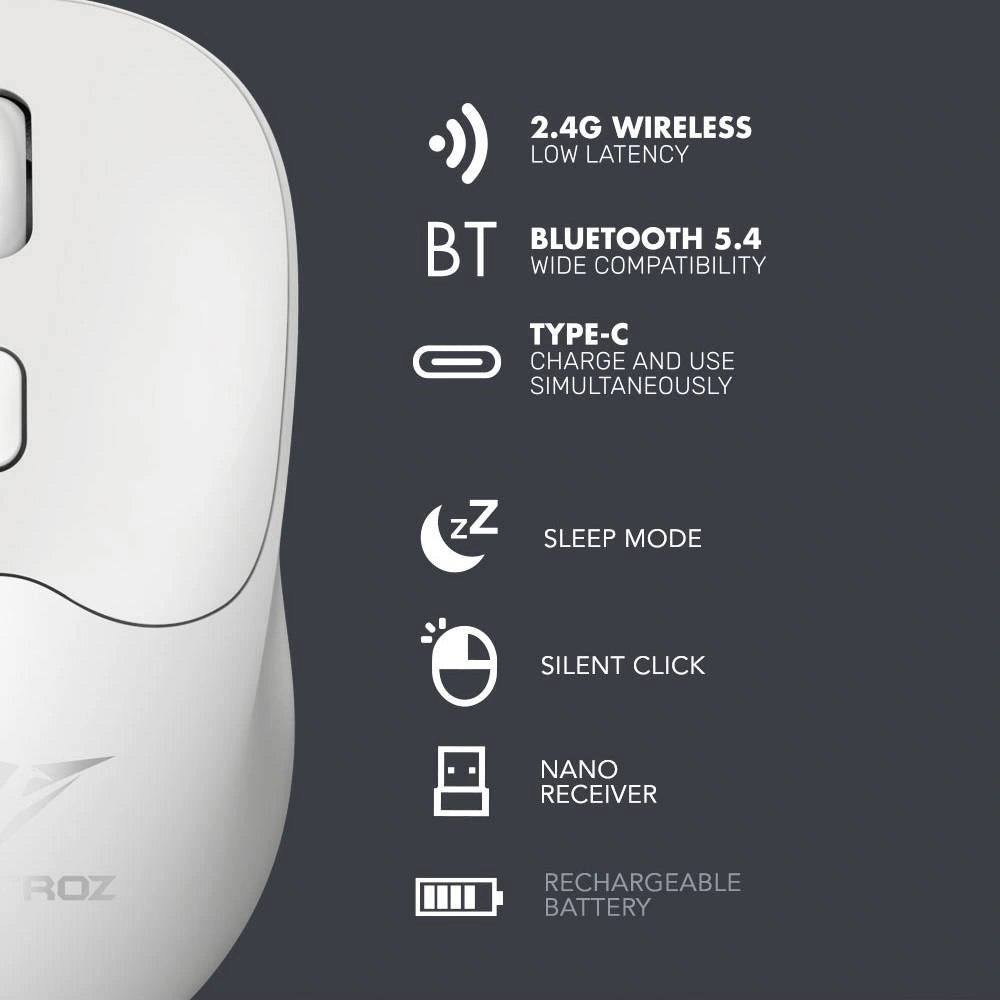 ALCATROZ SILENT BT5.4 WIRELESS MOUSE AIRMOUSE DUO 6R CLOUD