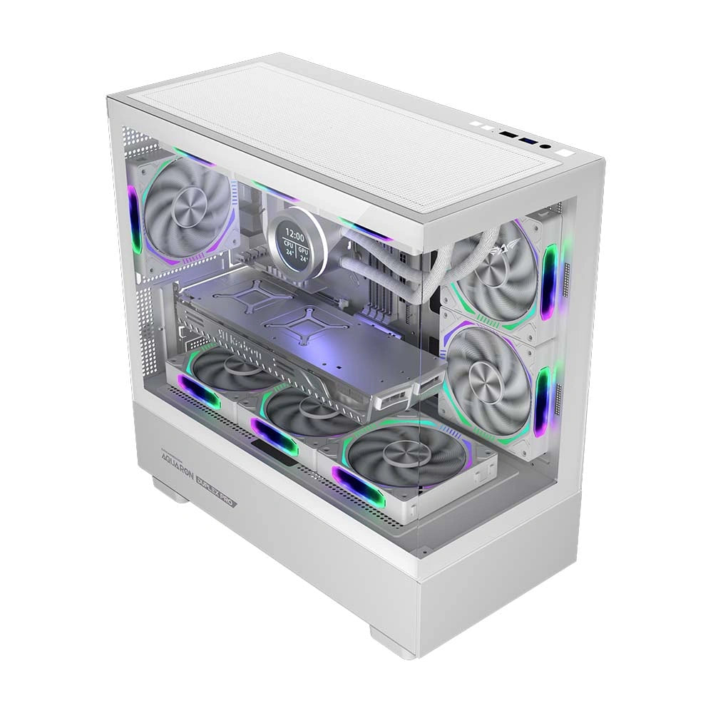 ARMAGGEDDON RGB M-ATX DUAL CHAMBER GAMING CASE AQUARON DUPLEX PRO WHITE