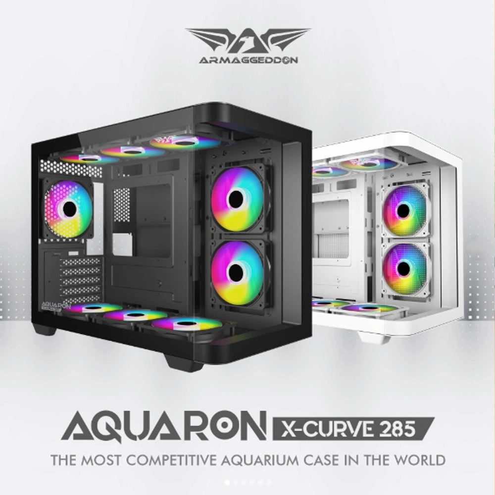 ARMAGGEDDON MICRO ATX STEEL PC CASE AQUARON X-CURVE 285 FULLY BLACK
