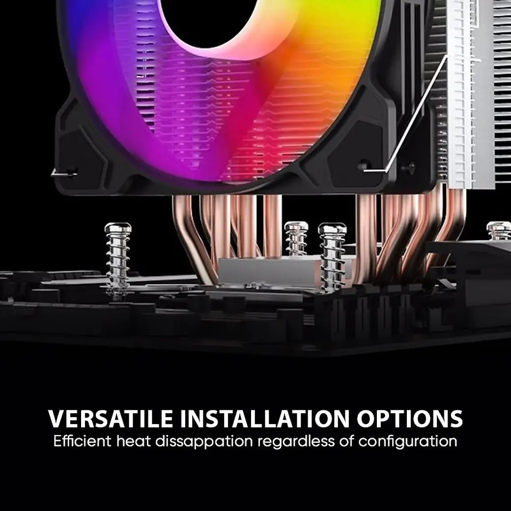 ARMAGGEDDON ARGB SILENT 12CM CPU COOLING FAN 6 HEAT PIPES BLACK