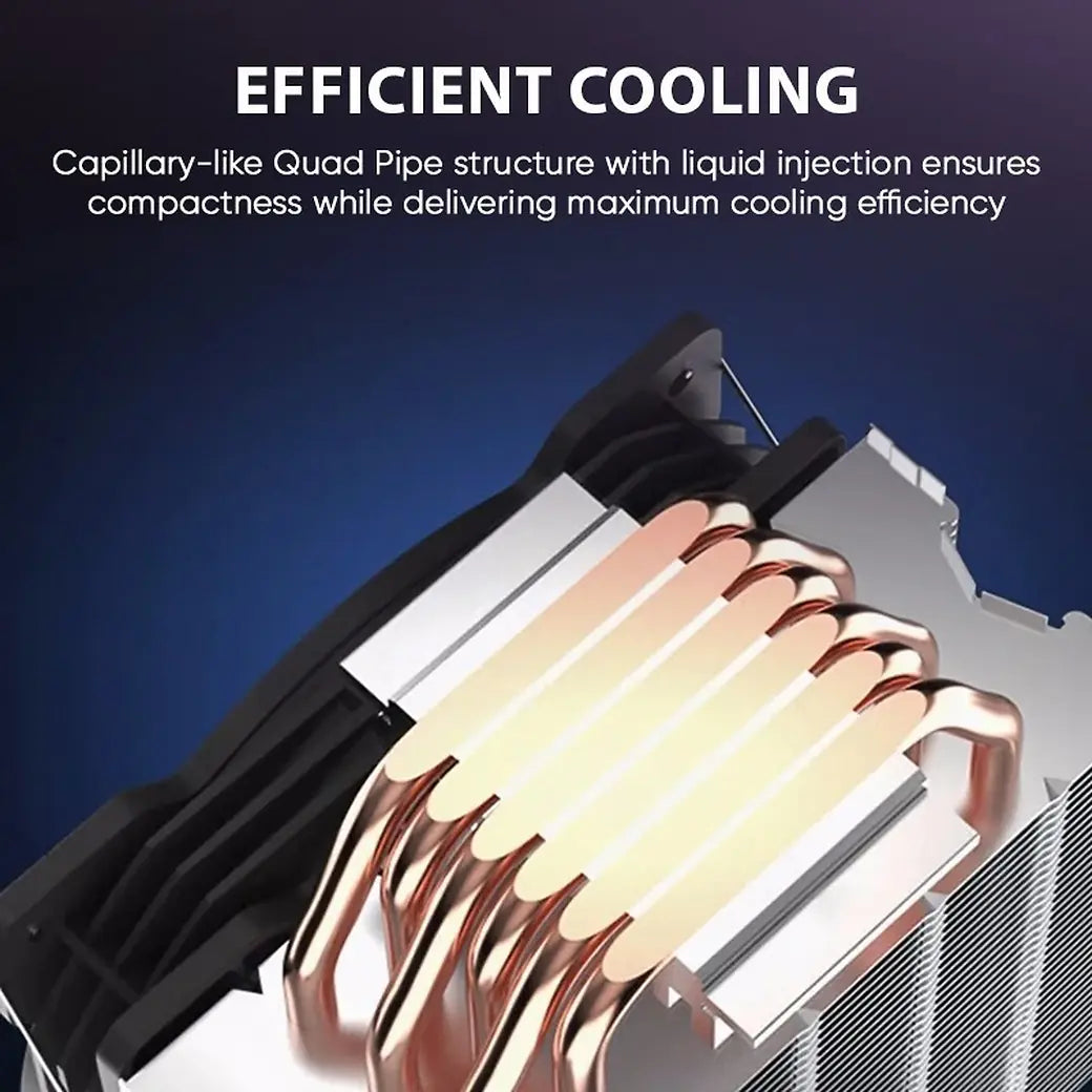 ARMAGGEDDON ARGB SILENT 12CM CPU COOLING FAN 6 HEAT PIPES BLACK