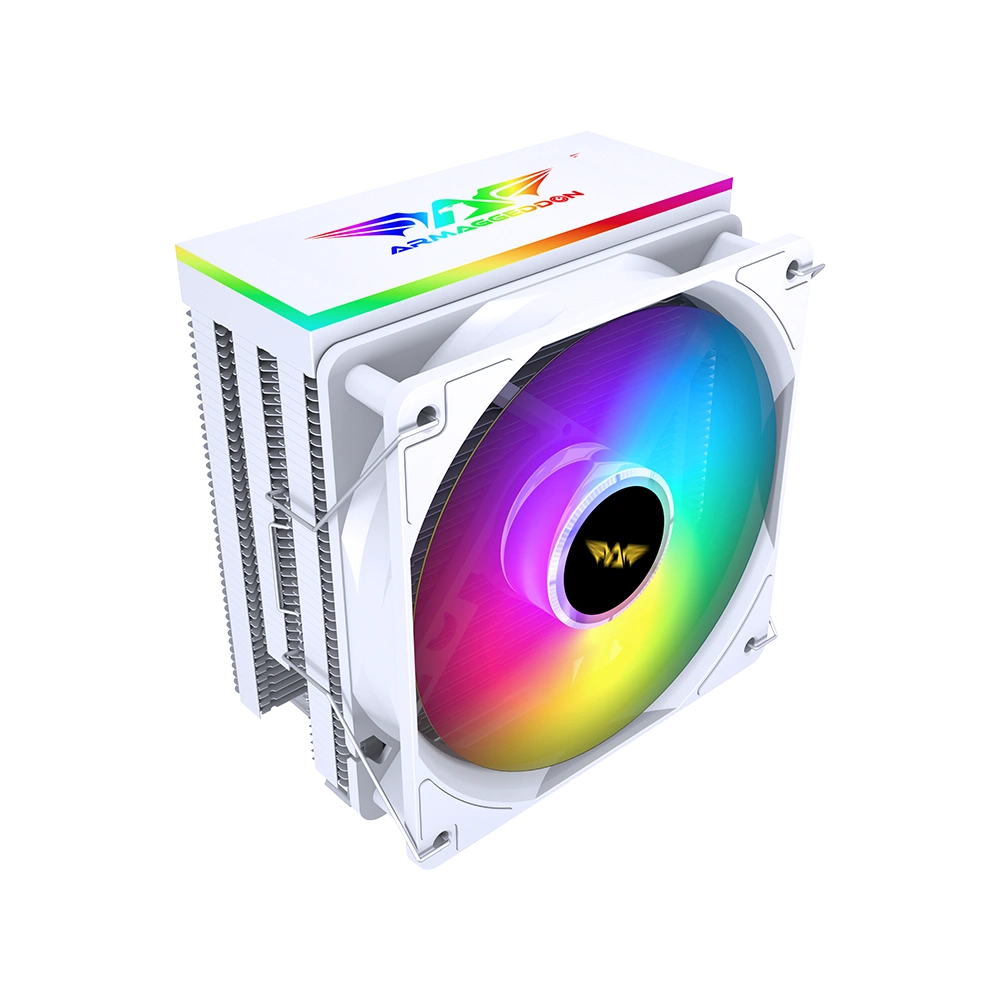 ARMAGGEDDON ARGB SILENT 12CM CPU COOLING FAN 6 HEAT PIPES WHITE