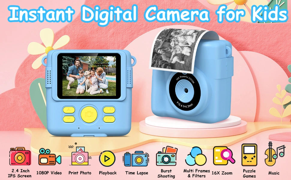 LAMTECH KID INSTANT CAMERA WITH FLASH BLUE