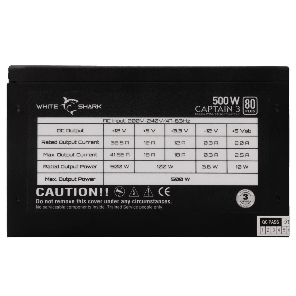 WHITE SHARK POWER SUPPLY GPSU-W500F 500W 80+ RGB
