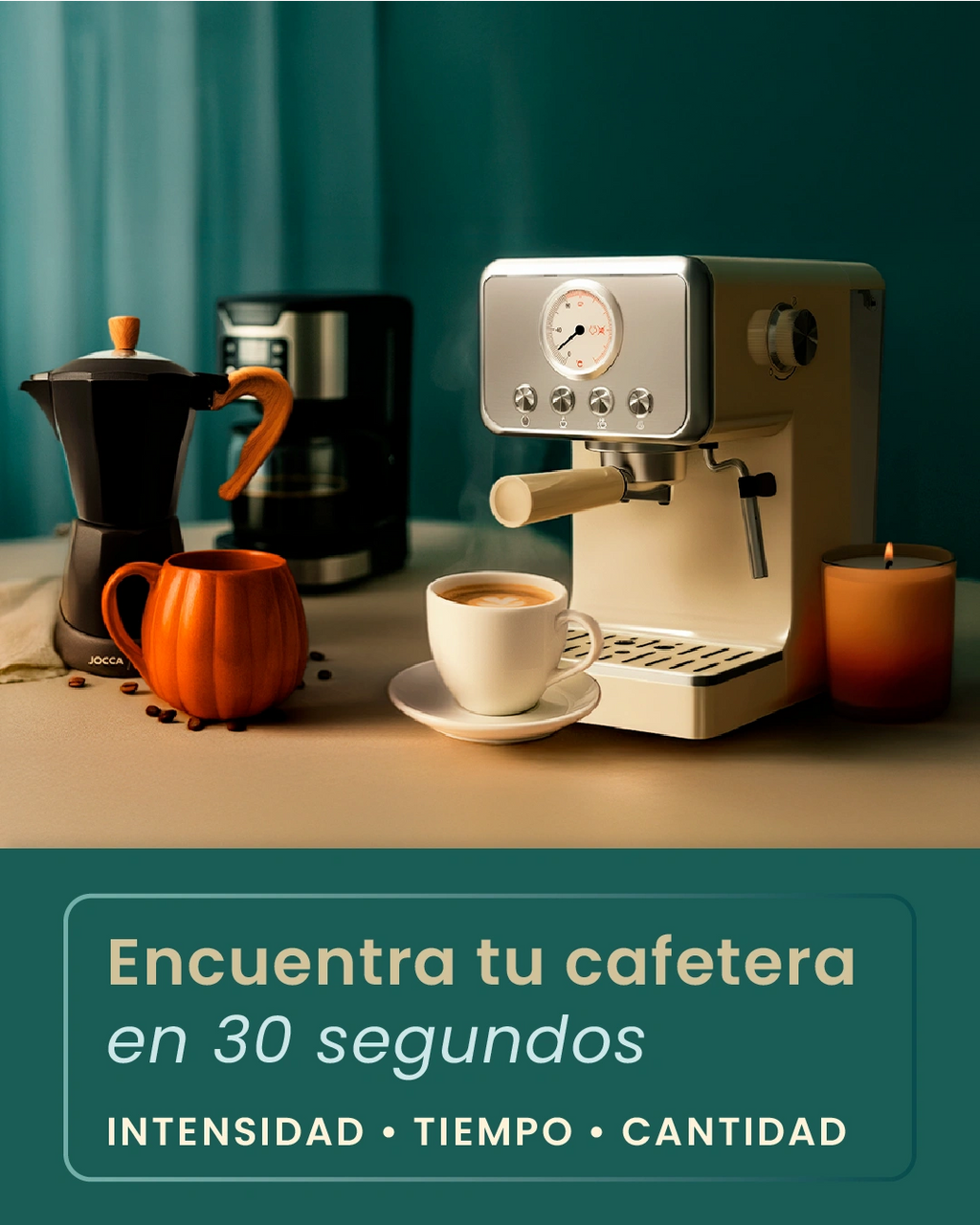 JOCCA RETRO ESPRESSO COFFEE MACHINE 15 BARS WITH REMOVABLE DEPOSIT 1.7L CREME