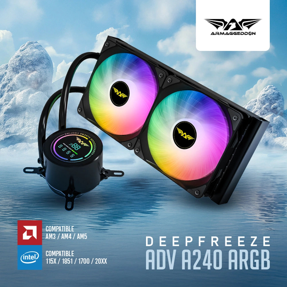 ARMAGGEDDON UNIQUE DUAL CPU COOLING FAN 9 BLADE DEEP FREEZE ADV A240 ARGB BLACK
