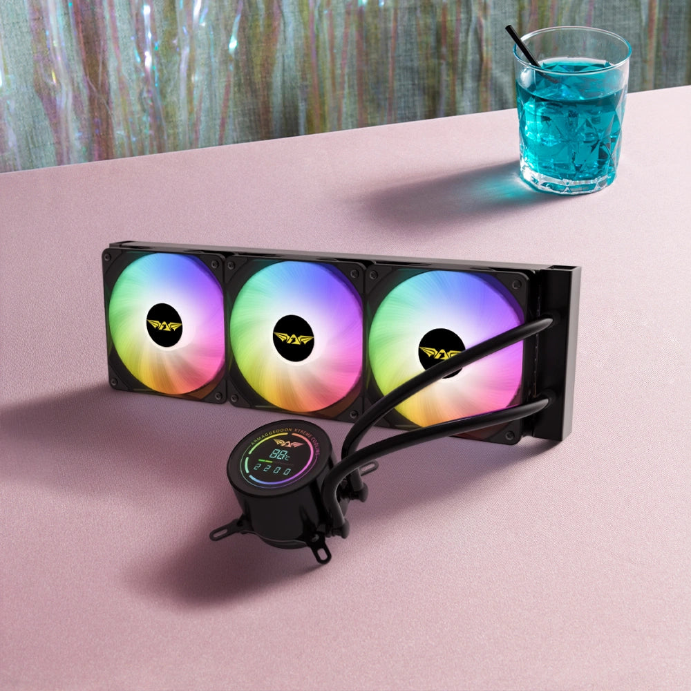 ARMAGGEDDON UNIQUE TRIPLE CPU COOLING FAN 9 BLADE DEEP FREEZE ADV A360 ARGB BLACK