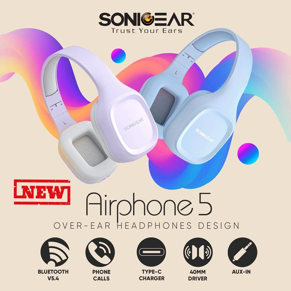 SONICGEAR BT5.4 OVER-EAR HEADPHONES AIRPHONE 5 CREME CARAMEL
