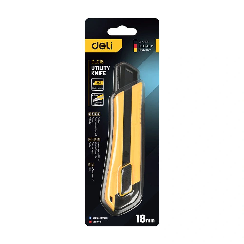 DELI SNAP-OFF BLADE KNIFE 18MM SK2 YELLOW