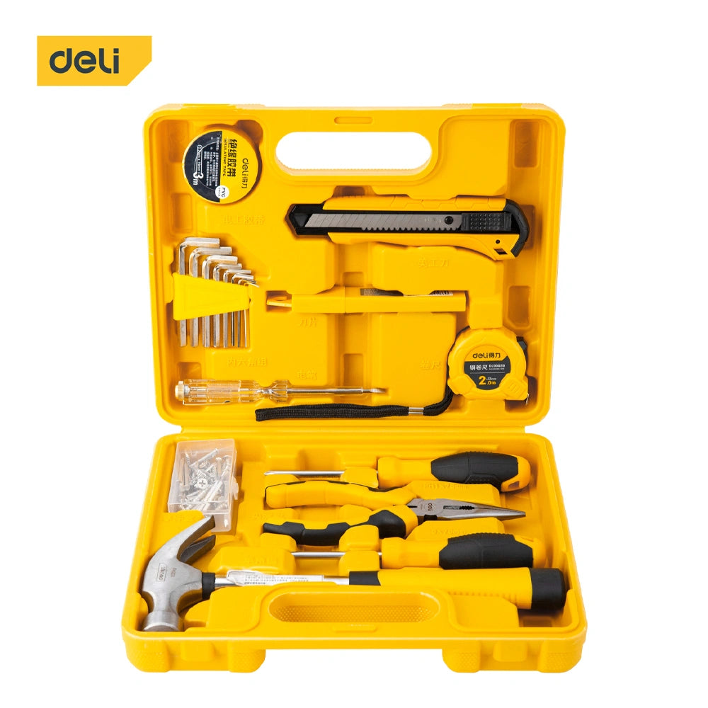 DELI HOUSEHOLD TOOL SET 18PCS YELLOW