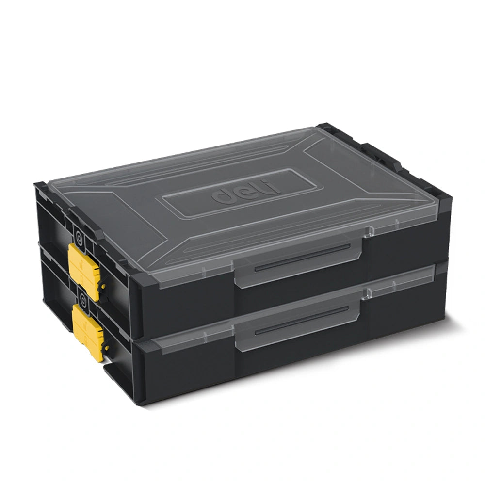 DELI STACKABLE TOOL BOX 340x260x70MM BLACK