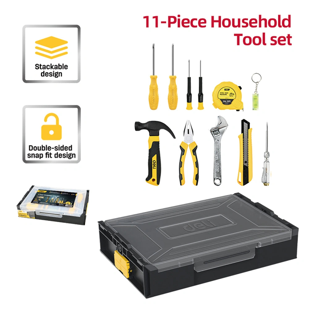 DELI HOUSEHOLD TOOL SET PP/CARBON STEEL 11PCS
