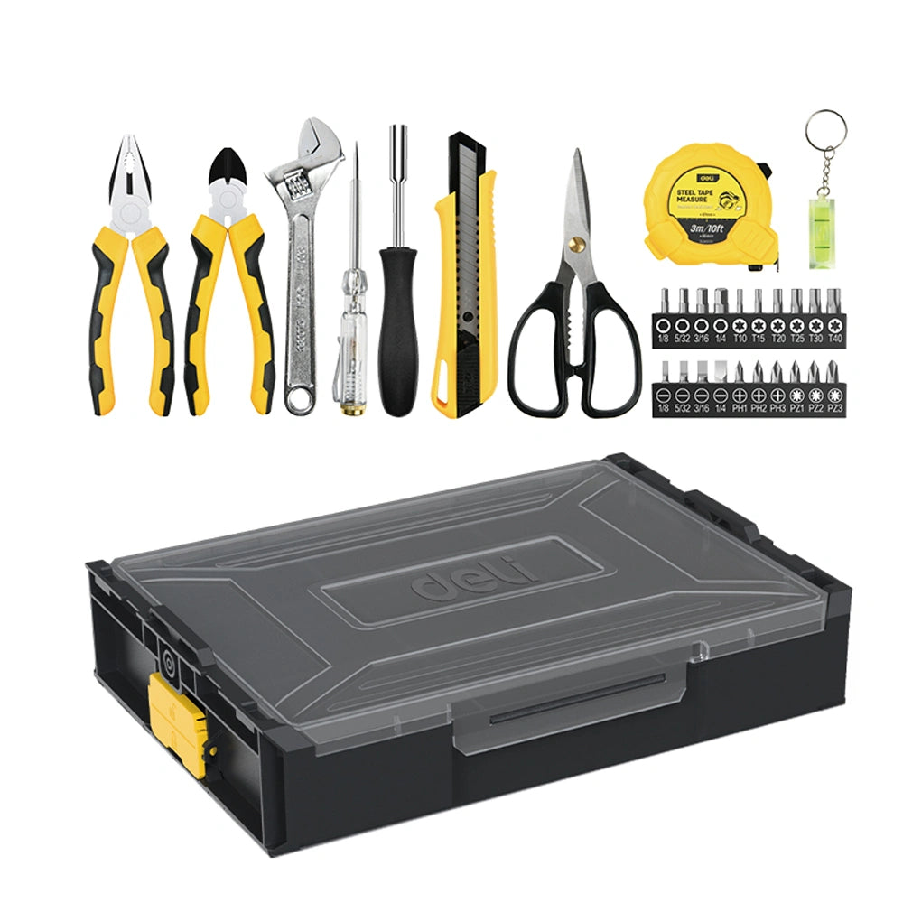 DELI HOUSEHOLD TOOL SET 29PCS BLACK YELLOW