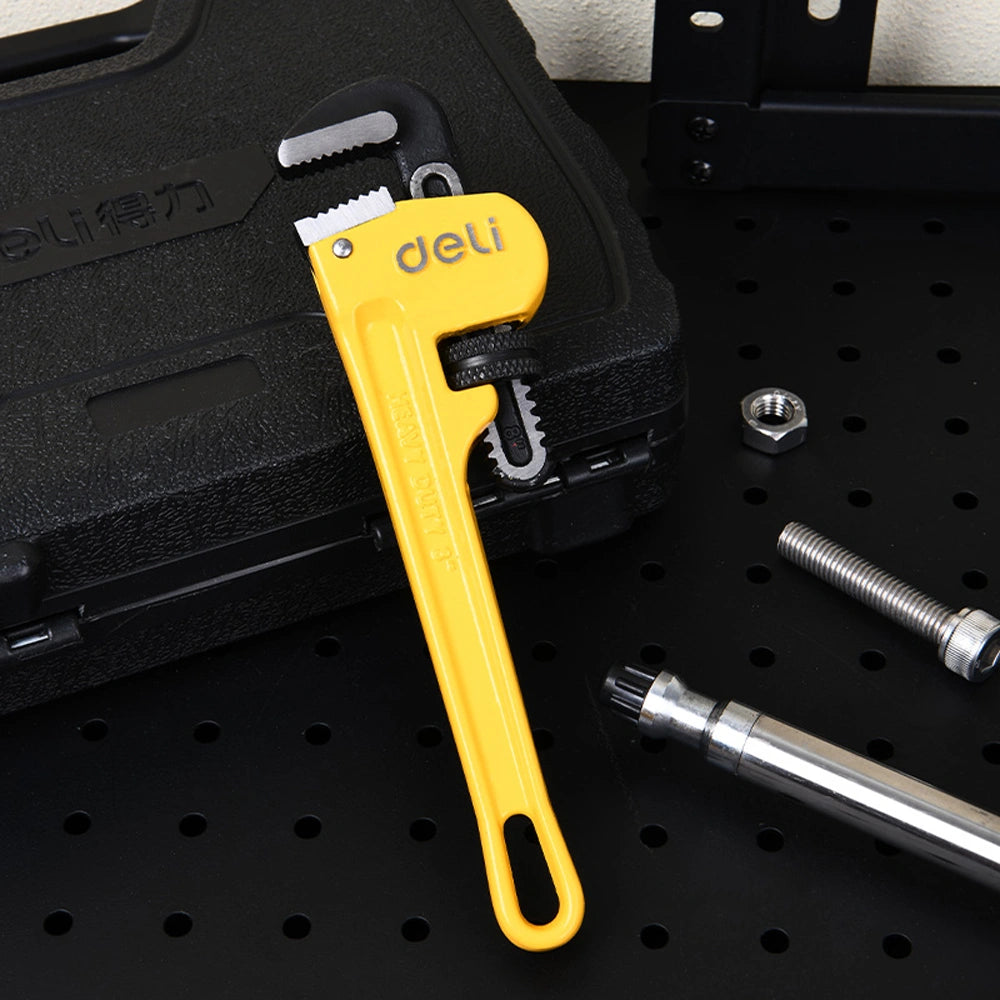 DELI PIPE WRENCH 200MM YELLOW