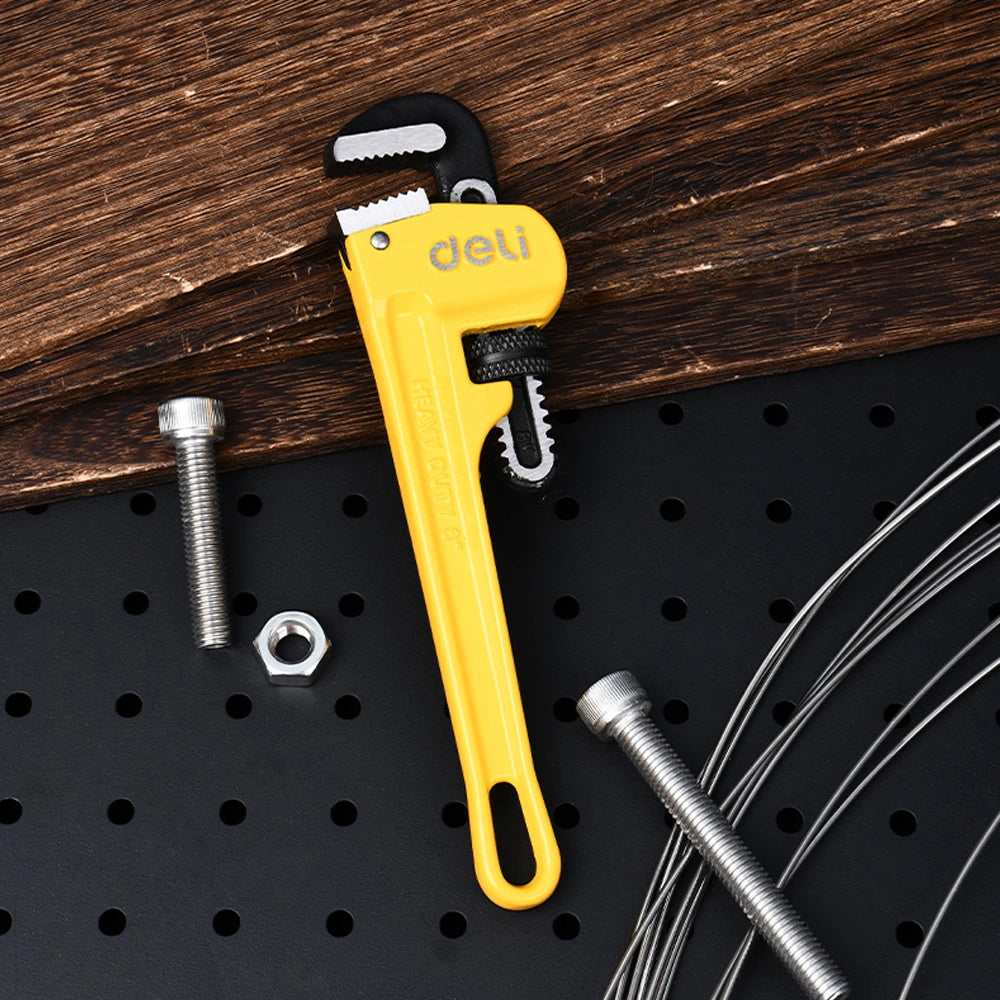 DELI PIPE WRENCH 200MM YELLOW