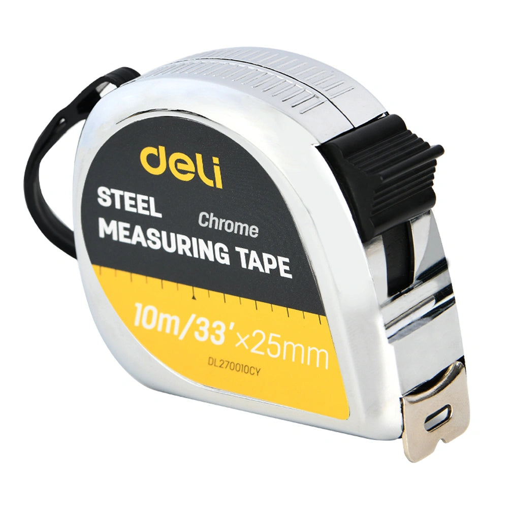 DELI STEEL TAPE MEASURE 10M/33'x25MM SILVER