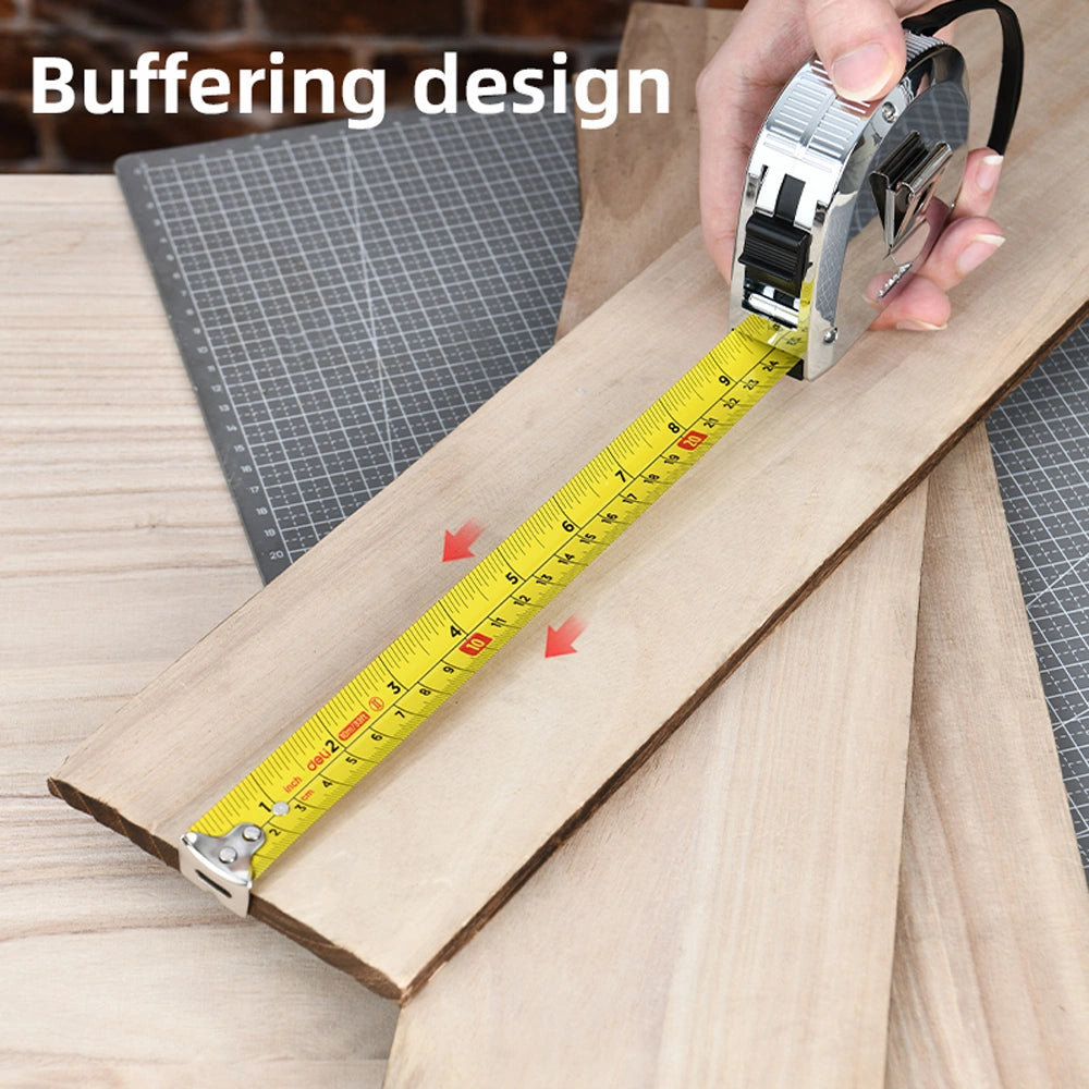 DELI STEEL TAPE MEASURE 10M/33'x25MM SILVER