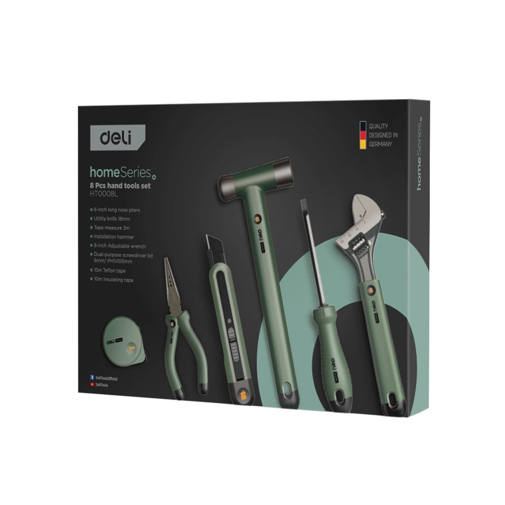 DELI HOME SERIES HAND TOOL KIT 8PCS GREEN