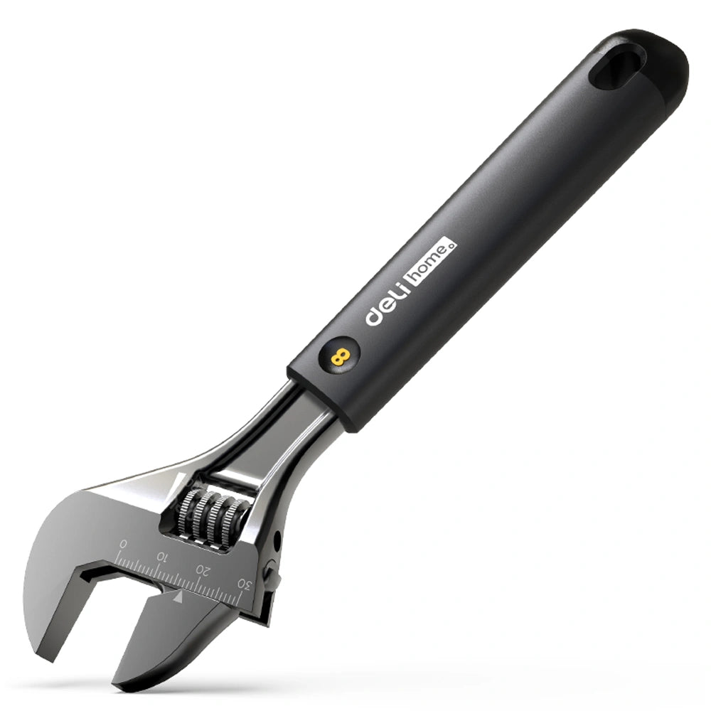 DELI ADJUSTABLE CARBON STEEL WRENCH 8' BLACK
