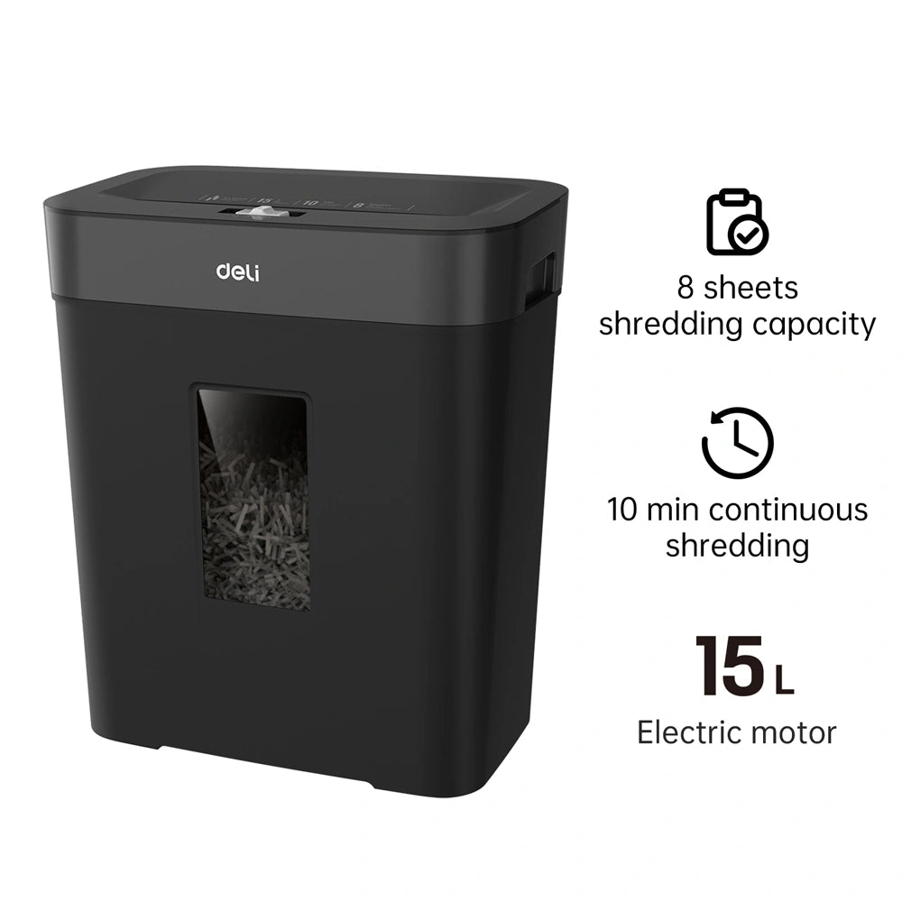 DELI P4 SMALL PAPER SHREDDER 15L BLACK