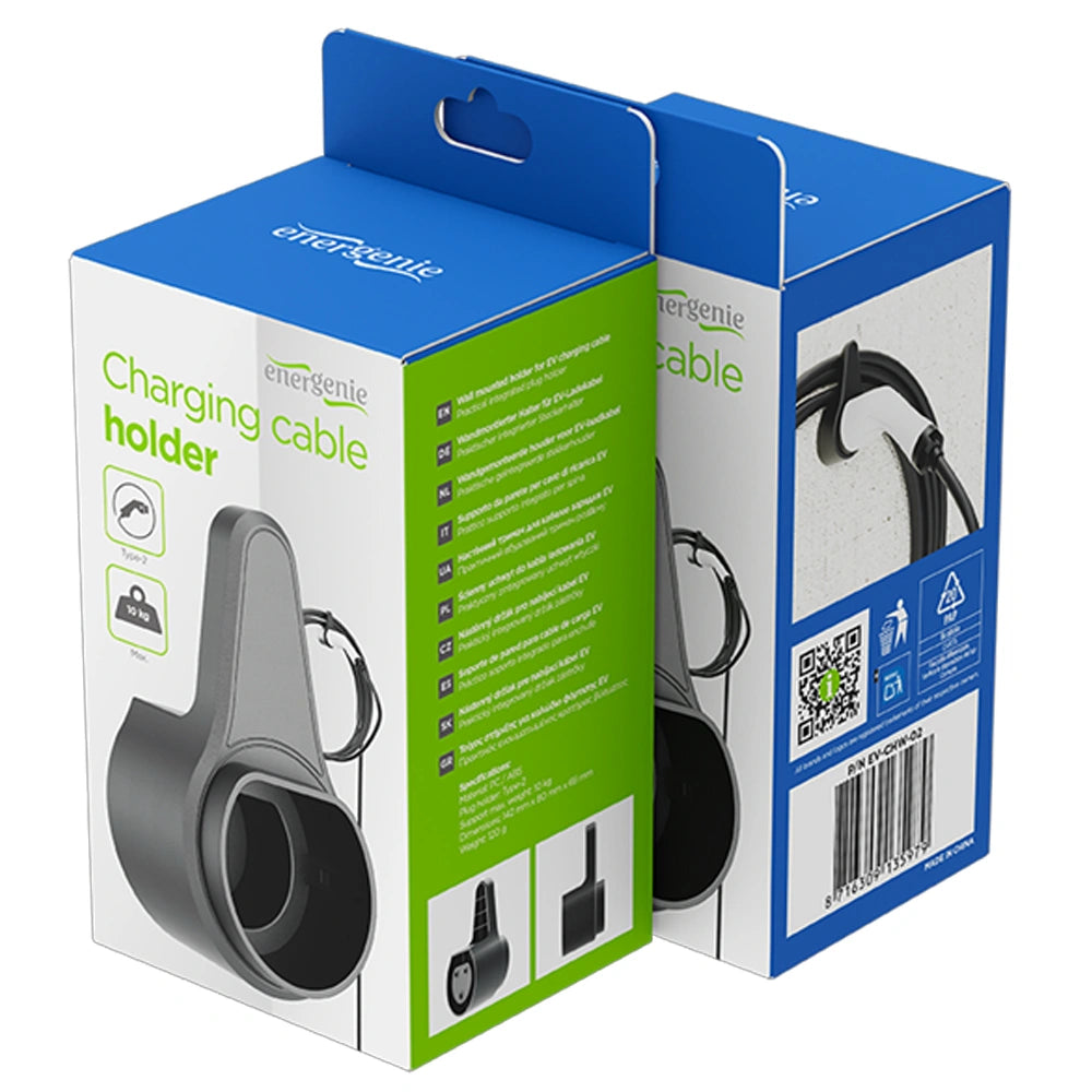 ENERGENIE WALL MOUNTED CHARGING CABLE HOLDER BLACK