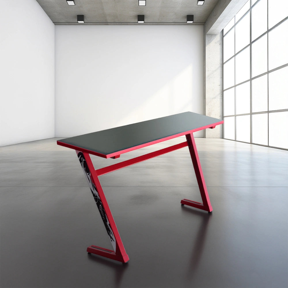 WHITE SHARK GAMING Z-SHAPED DESK FRAME WITH DESKTOP BOARD BLACK RED