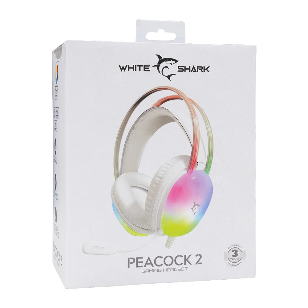 WHITE SHARK STEREO GAMING HEADSET GH-2444 PEACOCK-2 WHITE
