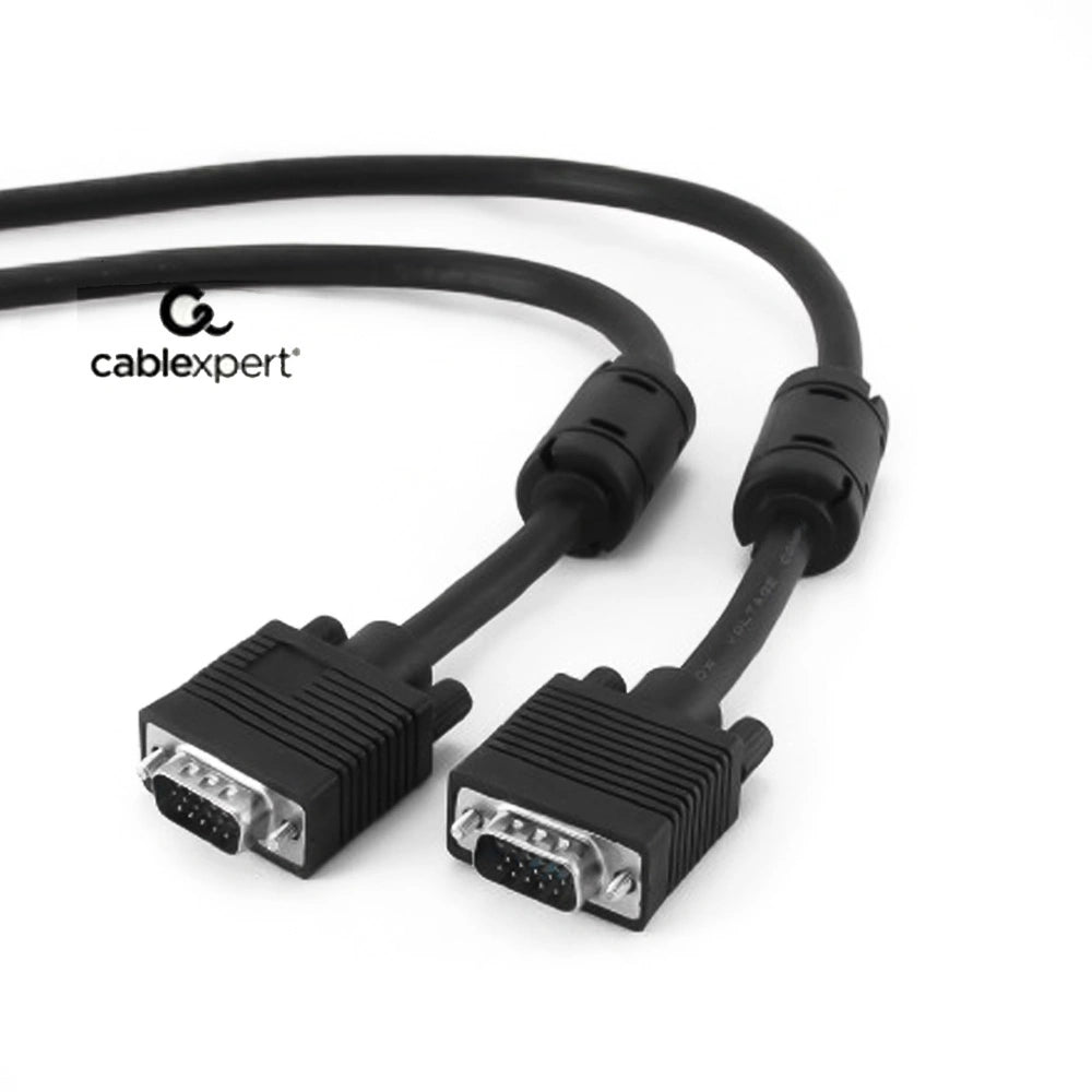 CABLEXPERT PREMIUM VGA HD15M/HD15M DUAL SHIELDED W/2*FERRITE CORE 15M CABLE BLACK