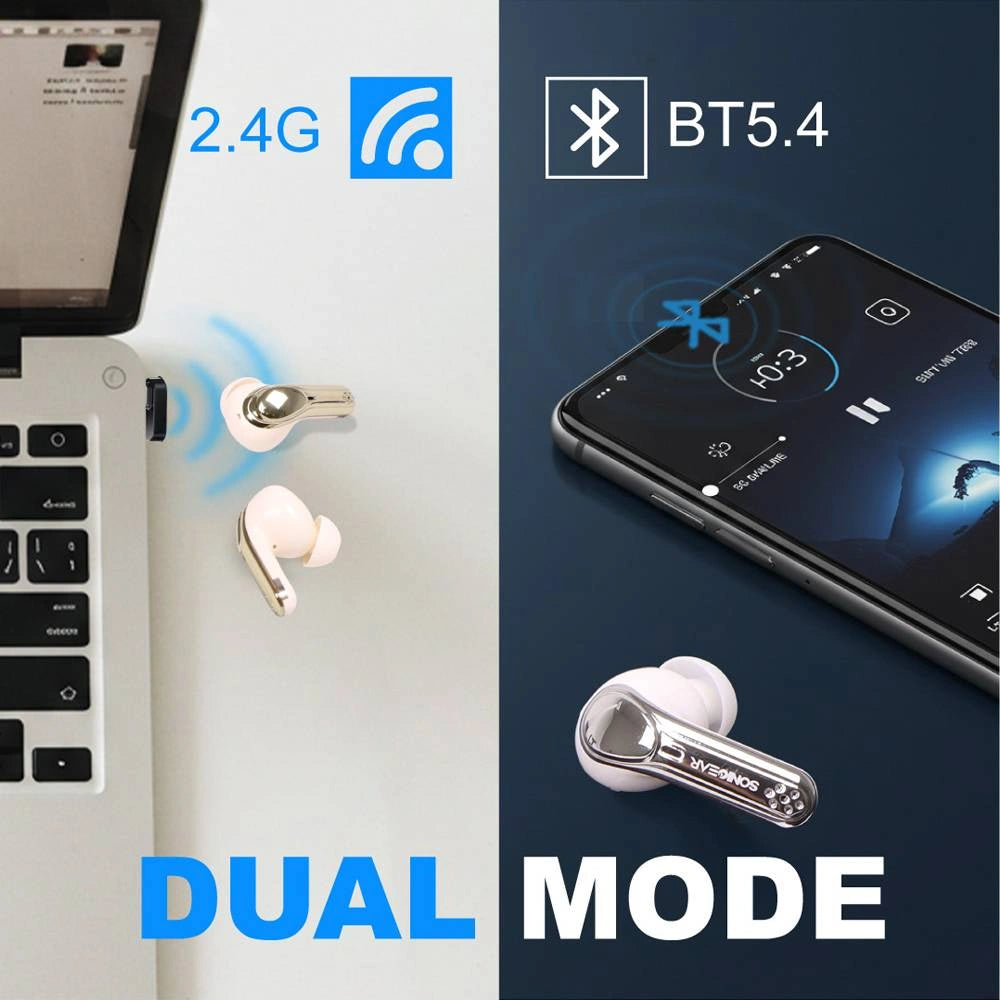 SONICGEAR DUAL MODE 2.4G/BT5.4 SUPERIOR 4MICS ANC/ENC EARPUMP XP2 PLATINUM