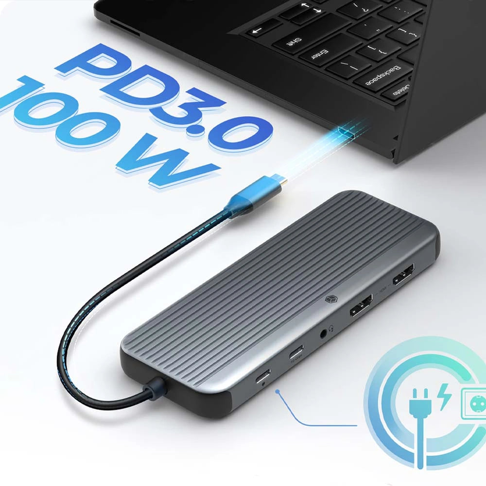 ICY BOX 12 IN 1 TYPE-C MOBILE DOCKING STATION WITH TRIPLE VIDEO OUTPUT