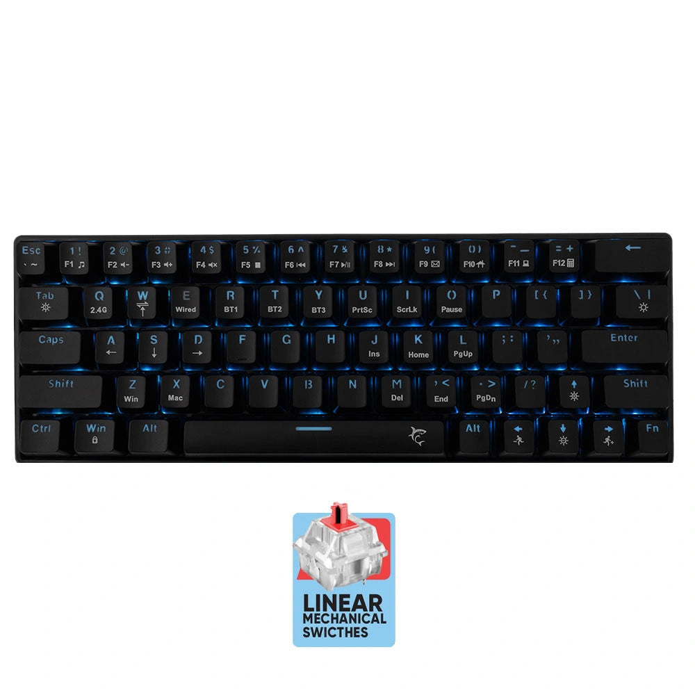 WHITE SHARK WIRELESS/BT/TYPE-C MECHANICAL KEYBOARD RED SWITCH GK-003111 US BLACK