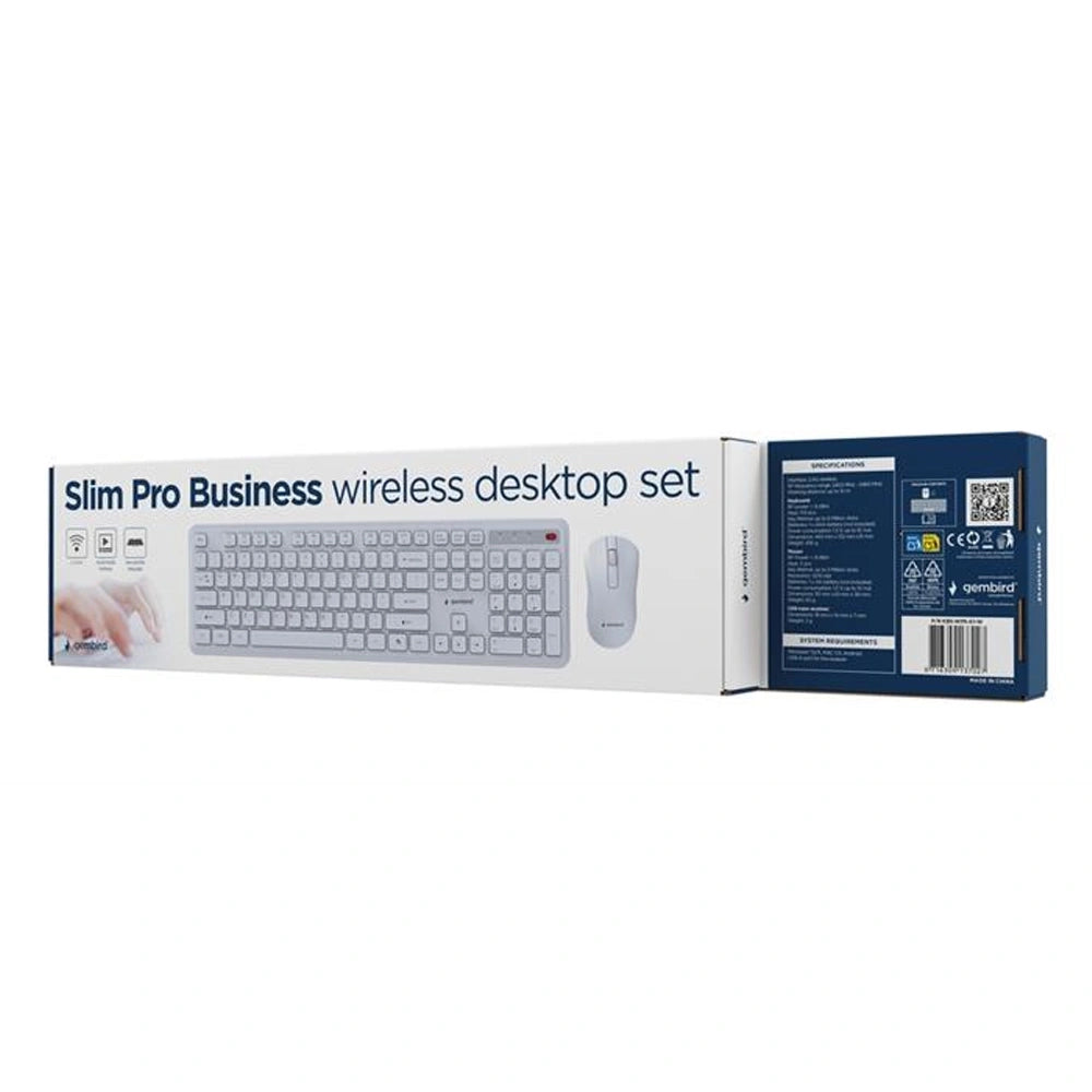 GEMBIRD SLIM PRO BUSINESS WIRELESS DESKTOP SET US LAYOUT WHITE