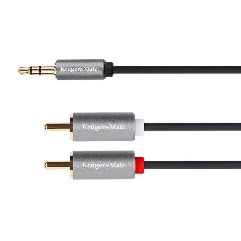 Kruger & Matz Καλώδιο Ήχου KM1215 , 3.5mm male - RCA male Μαύρο 10m με Επίχρυσους Ακροδέκτες