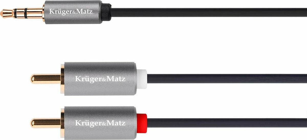 Kruger & Matz Καλώδιο Ήχου KM1215 , 3.5mm male - RCA male Μαύρο 10m με Επίχρυσους Ακροδέκτες