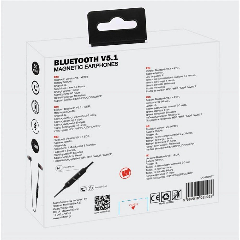 LAMTECH BLUETOOTH V5.1 MAGNETIC EARPHONES