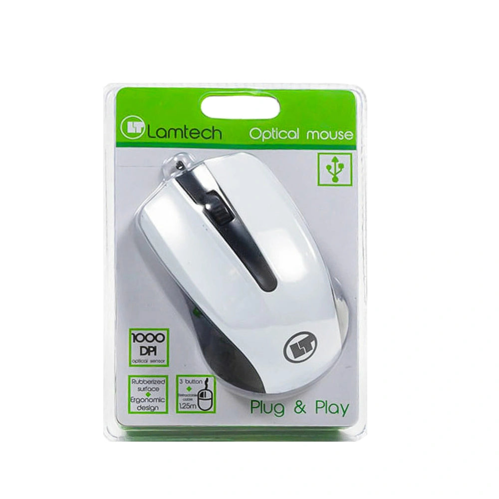 LAMTECH WIRED OPTICAL MOUSE 1000DPI WHITE