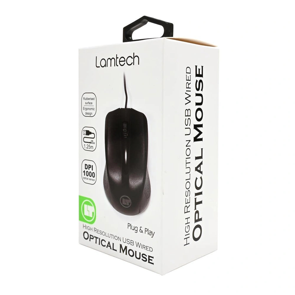 LAMTECH WIRED OPTICAL MOUSE 1000DPI BLACK