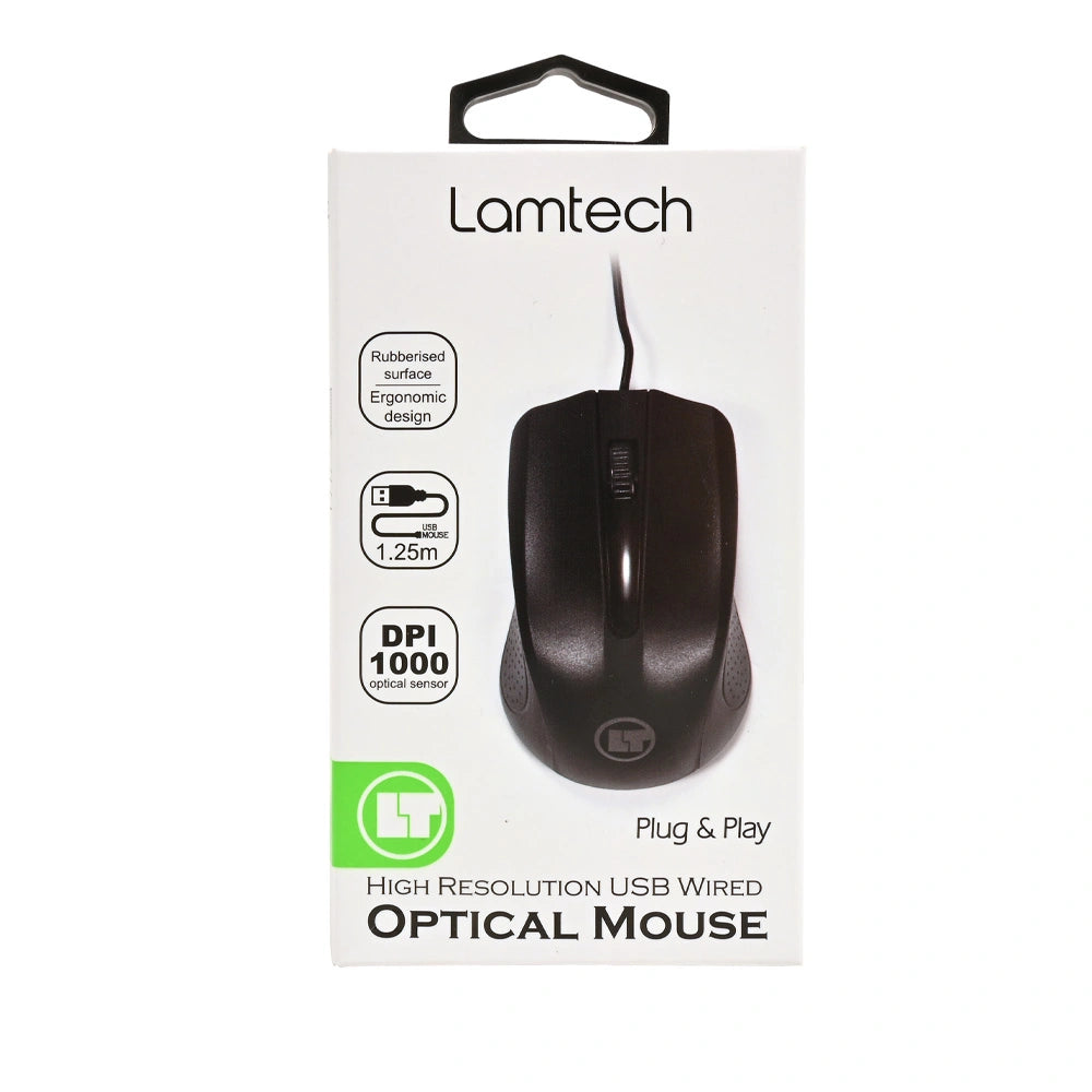 LAMTECH WIRED OPTICAL MOUSE 1000DPI BLACK