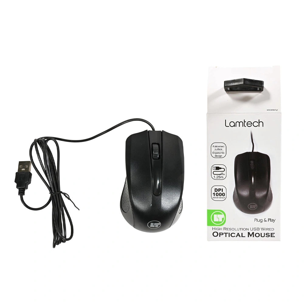 LAMTECH WIRED OPTICAL MOUSE 1000DPI BLACK